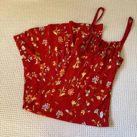 Reformation Camira Crepe Midi-Dress in Borsa Floral Red | Size 0 - Picture 14 of 14